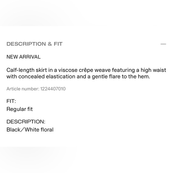 Black and White Floral Viscose Midi Skirt XS - Picture 6 of 6